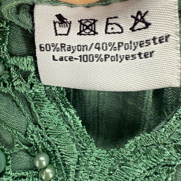 Unbranded Dress Women XXL Mini 3/4 Sleeve Green  V Neck Rayon - Picture 4 of 7